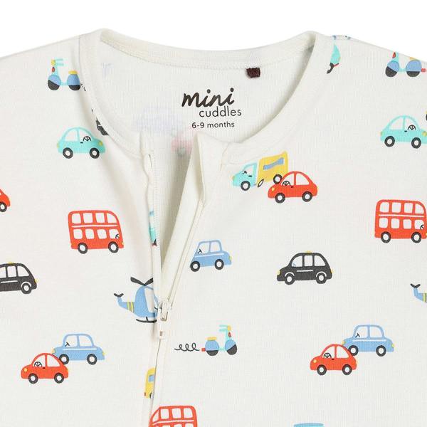Mini Cuddles Baby Boys Vehicle Printed Romper, Multicolour