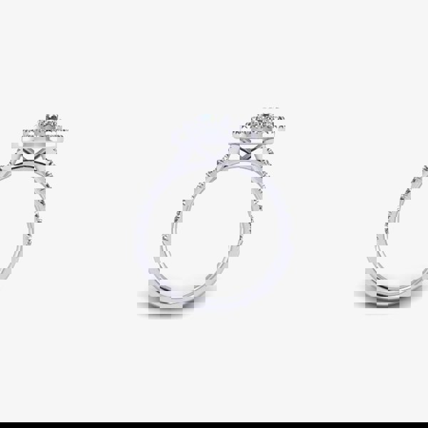 T. H. Baker Platinum 0.77ct Diamond Dual-Shoulder Halo Cluster Ring (M) ENG5053