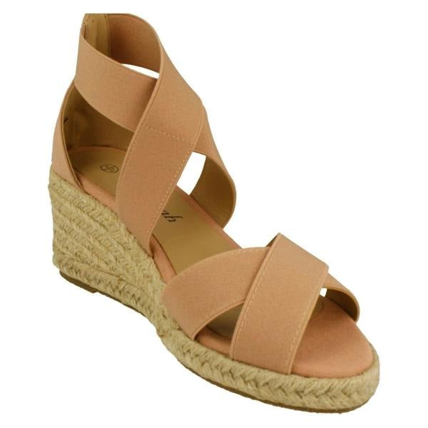 Savannah Ladies Savannah Elasticated Strap Wedge Heeled Sandals F2300