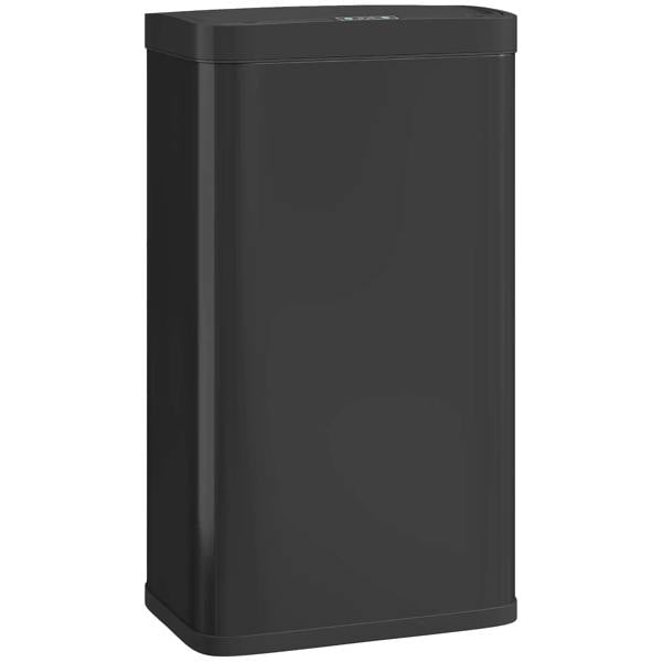 Black 45L kitchen sensor trash bin with curved lid