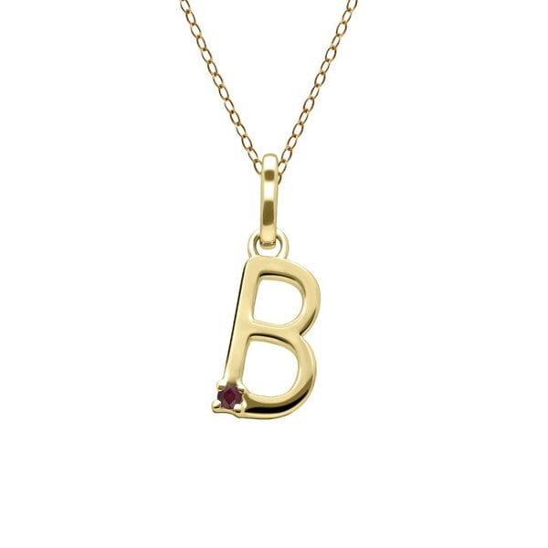 Gemondo Initial Ruby Letter Necklace In 9ct Yellow Gold