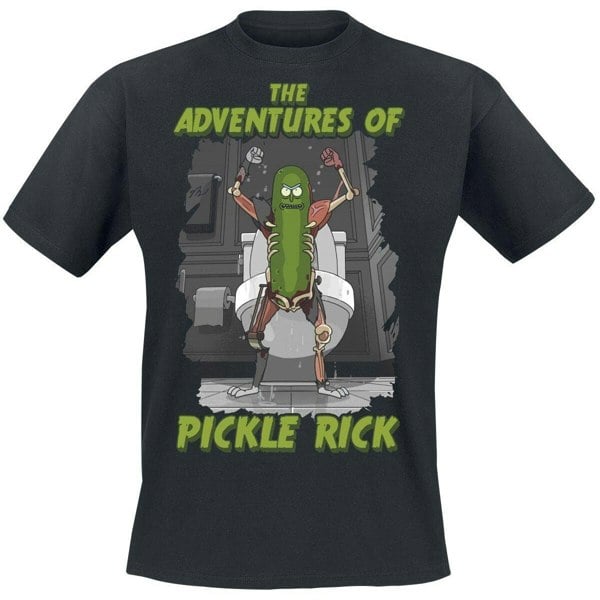 Rick And Morty Unisex Adult Adventures Of Pickle Rick T-Shirt - Black