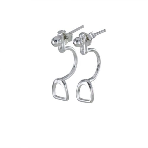 Reeves & Reeves Sterling Silver Bead and Stirrup Cuff Stud Earrings