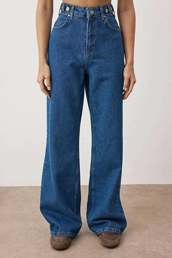 WOVCOR High Waist Wide Leg Jeans with Waist Detail