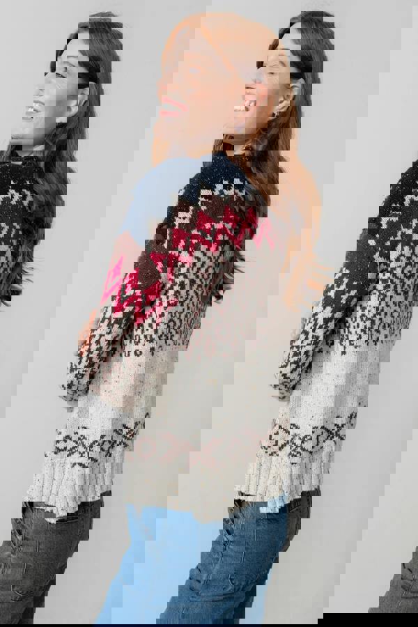 Lily & Me Maeve Fair Isle High Neck Jumper Chocolate