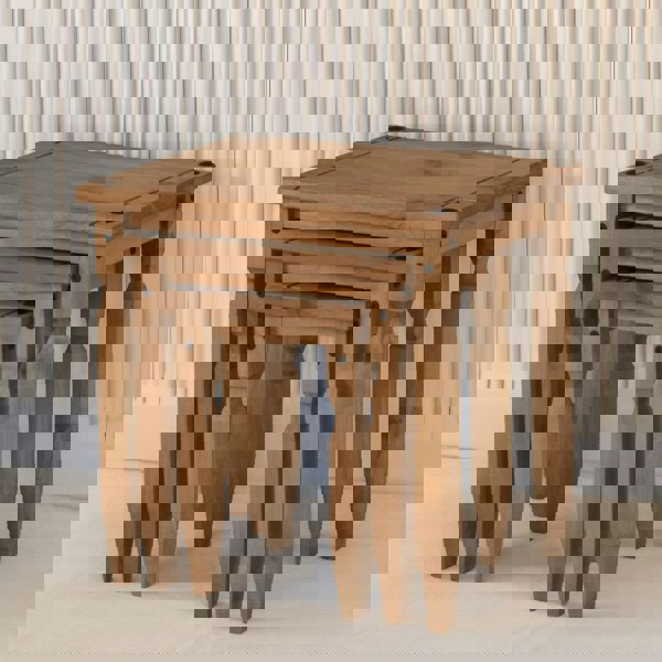 Rafaelo Mobilia Set Of 3 Pine Nesting Tables Natural Brown