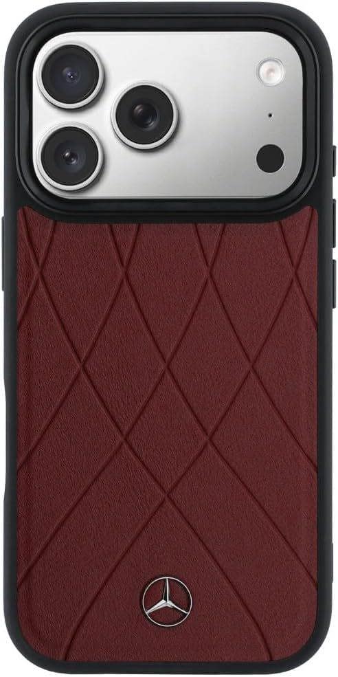 Mercedes Benz Crossed Lines Leather Case with MagSafe for iPhone 17 Pro Max 6.9" Red - MEHMP17X25PSECLR