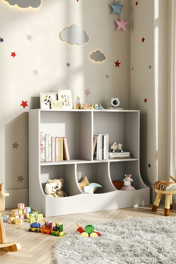 Living and Home 80cm H Double Layer Open Toy Clothing and Bookcase Management Cabinet