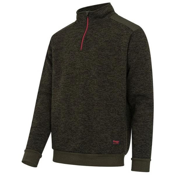 Dark Green Hoggs of Fife Green King II 1/4 Zip Knit with Hoggs branding