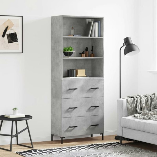 Berkfield Highboard Concrete Grey 69.5x34x180 cm Engineered Wood