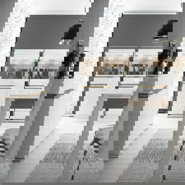 Furniture To Go Chelsea Low Display Cabinet 109cm wide in White with Oak Trim