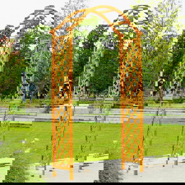 Gr8 Garden Garden Arch Wooden Pergola Feature Trellis Rose Climbing Plant Archway Tan Frame