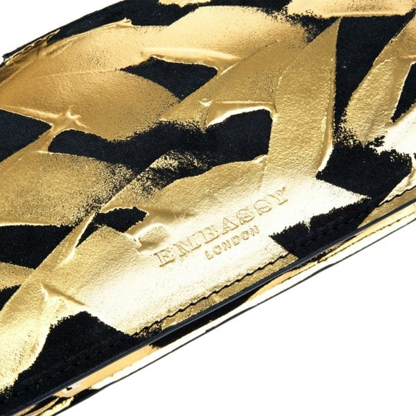 Embassy London Gazelle Mini - Gold & Black - Mini top handle structured bag in Italian leather with LED