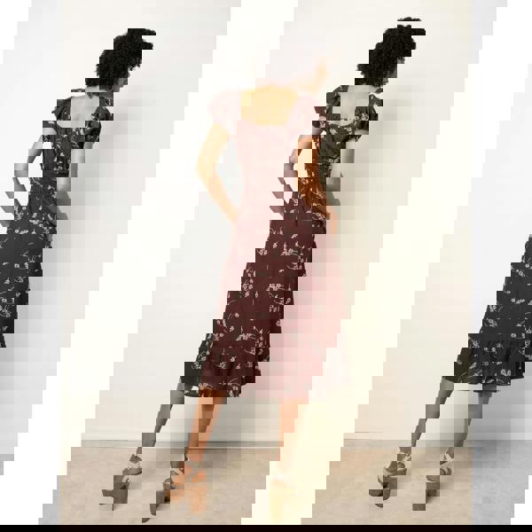 Blue Vanilla Embroidery Milkmaid Midi Dress