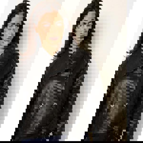 Blue Vanilla Double Breasted Leather Look Jacket