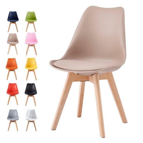 Single Dining Chair with Solid Wooden Legs and Seat Cushion Pad Eva