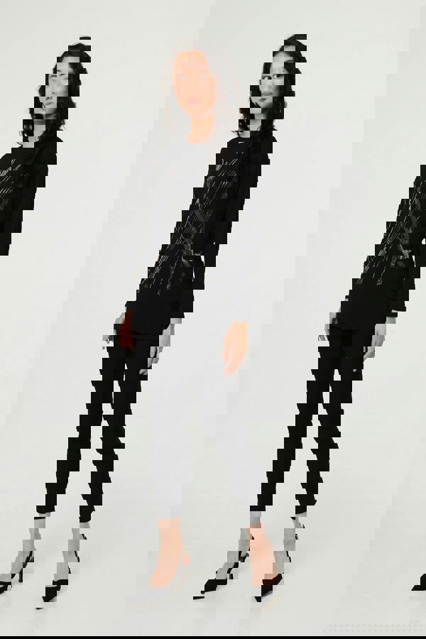 Black | Abstract Sparkly Long Sleeve Top
