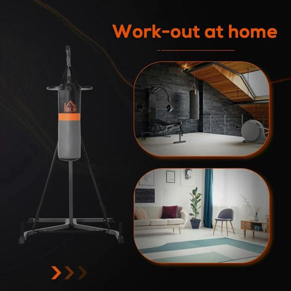 Freestanding boxing punch bag and speed ball station with grey base frame