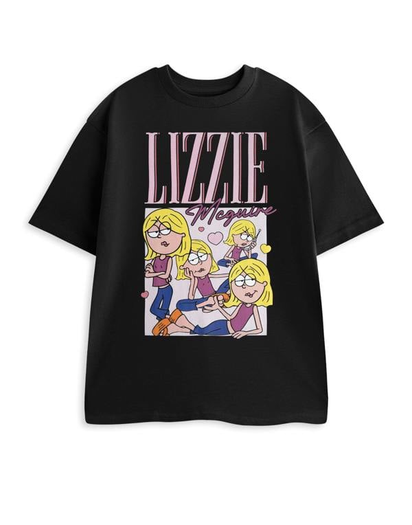 Disney Lizzie Mcguire Womens Black Homage Short Sleeved T-Shirt