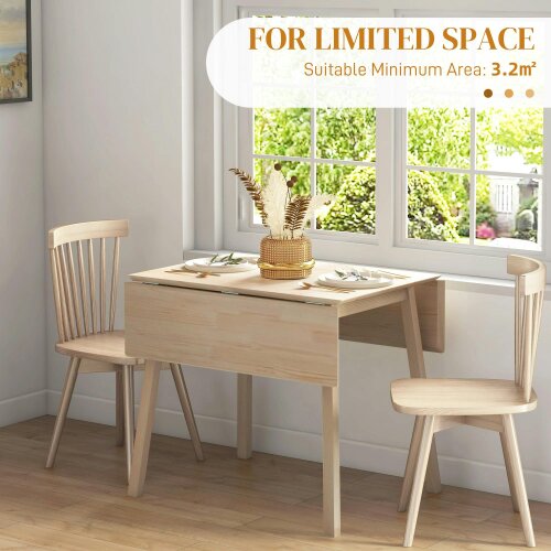 Wyld Haus Nolilu Solid Wood Natural Folding Drop Leaf Dining Table Seating 2 To 4