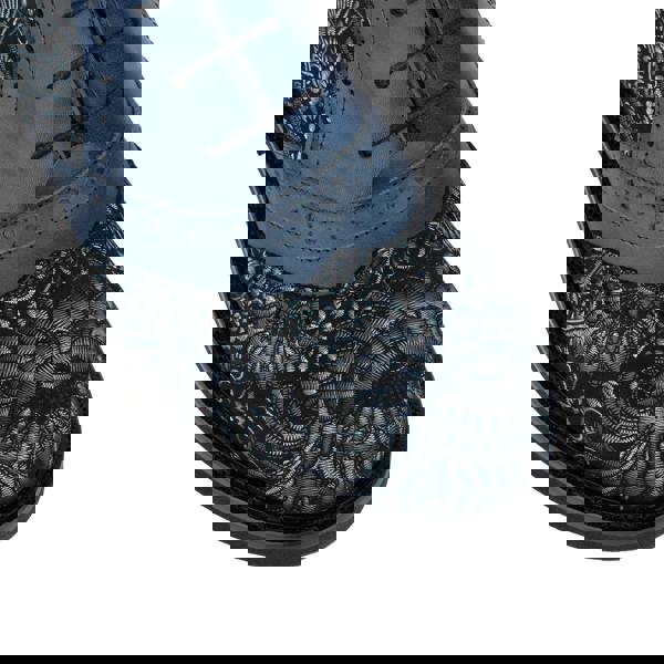 Embassy London Brick Lane Boots - Blue - Women's leather oxford higher ankle boot with brogue detail