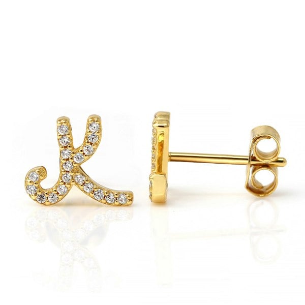 Say It With Luxe CZ Initial Earrings - Yellow Gold Plated