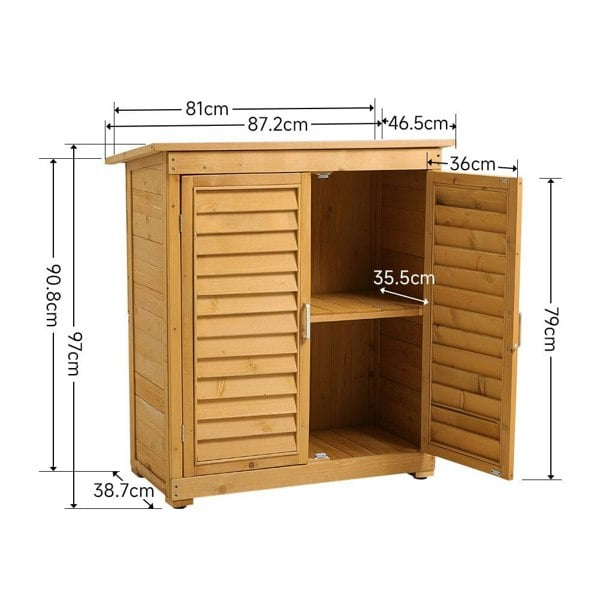 97cm H Outdoor Solid Wood Storage Cabinet Garden Tool Shed Garden Sheds Living and Home