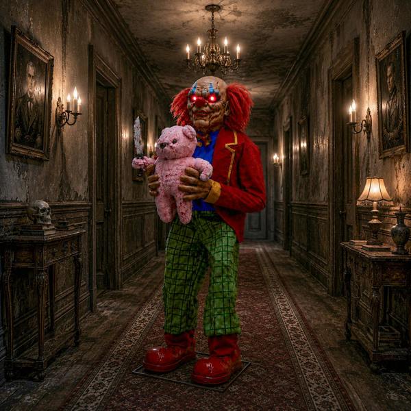 Samuel Alexander 4ft Tall Lunging Animated Clown Halloween Animatronic Decoration