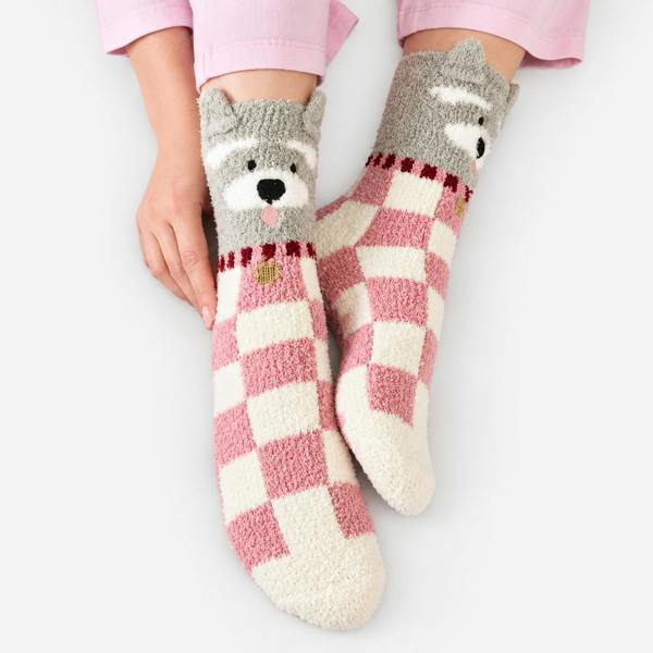 Totes NOVELTY SUPER SOFT SLIPPER SOCKS Slipper Socks Dog Slipper Socks   in  Pink