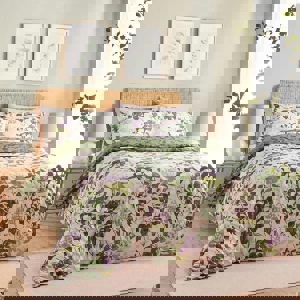 Wylder Passiflora Botanical Duvet Cover Set - Peach/Vine Green