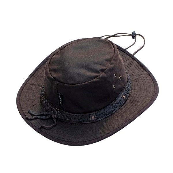 The wilderness brown waxed cotton unisex hat by Wombat