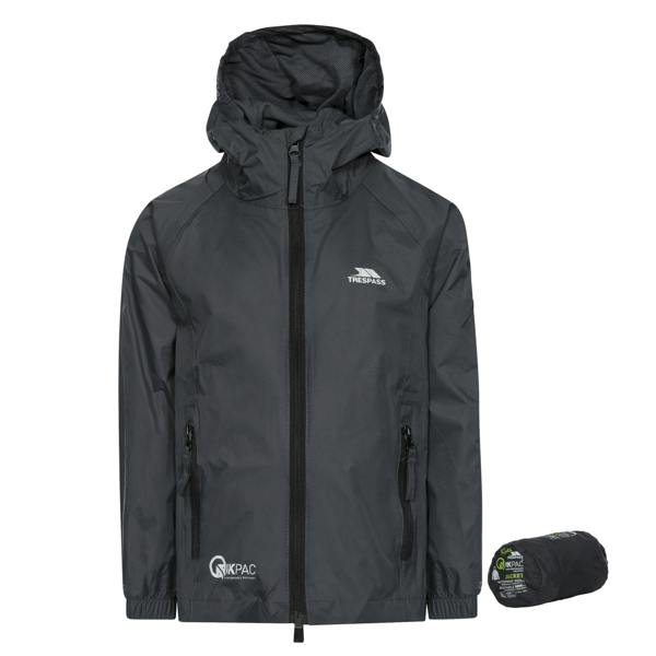 Trespass Childrens/Kids Qikpac Waterproof Packaway Jacket - Flint - 