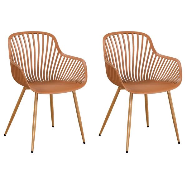 Core Products Pair Of Sunray Bistro Garden Arm Chairs, Moss Green With Wood Effect Legs