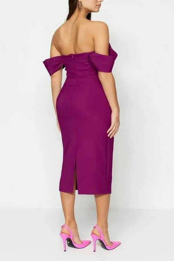 WOVCOR Corset Detail Woven Elegant Evening Dress