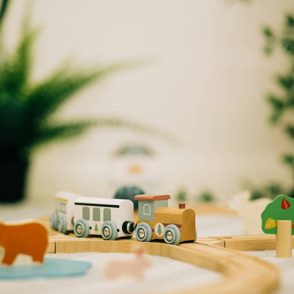 Bigjigs Toys Wooden Woodland Animal Train Set - 42 Pieces