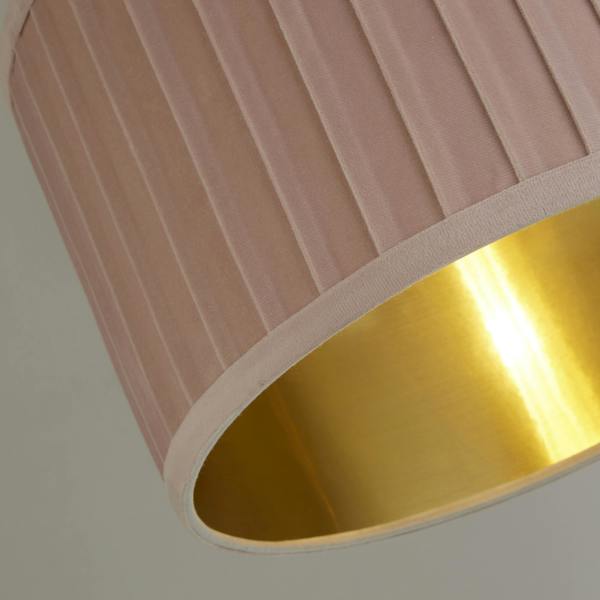 Lighting Collection PLEATED VELVET BLUSH PINK SHADE WITH METALLIC GOLD INNER (30