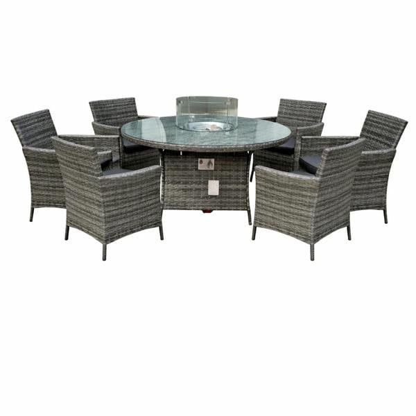 Amazon Rattan Fire Pit Dining Set - Round Table & 6 Chairs - Madefor.Living