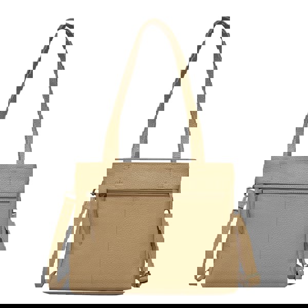 Assots London 'DEBRA' Camel Pebble Grain Real Leather Crossbody Shoulder Bag