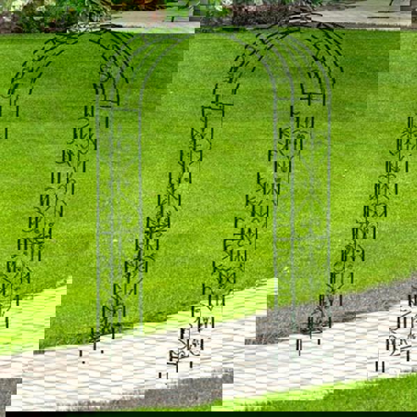 Gr8 Garden Metal Garden Patio Loire Arch Rose Arbour Archway Climbing Plant Trellis Black