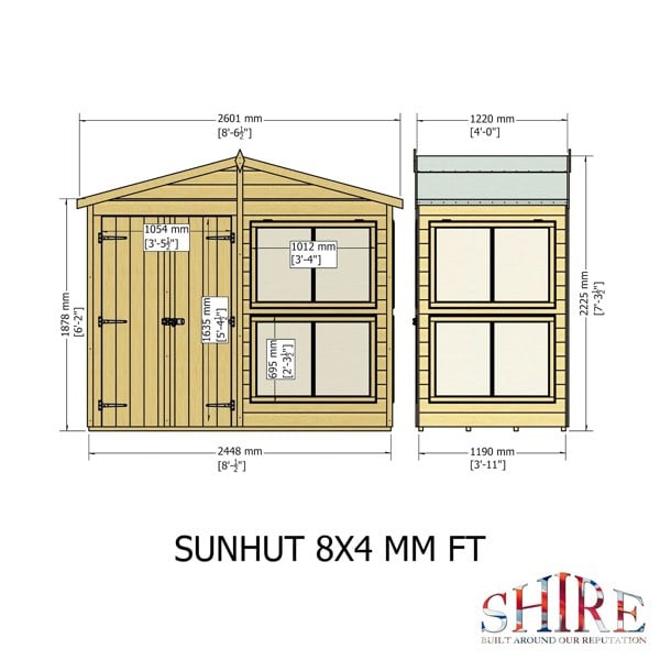 8x4 Sunhut Potting Shed with double doors - Best Shed