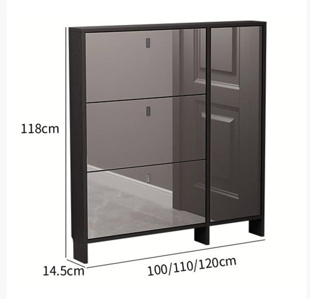 Knauss Mirrored Shoe Storage, Halllway-Weilai Concept-Black-100cm-Weilai Concept