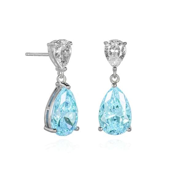 namana 925 Sterling Silver Light Blue Pear Shaped Drop Earrings For Women