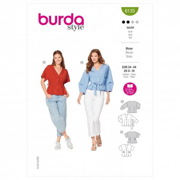 Burda Sewing Pattern 6135 Tops For Women, 34 to 44 - Easy