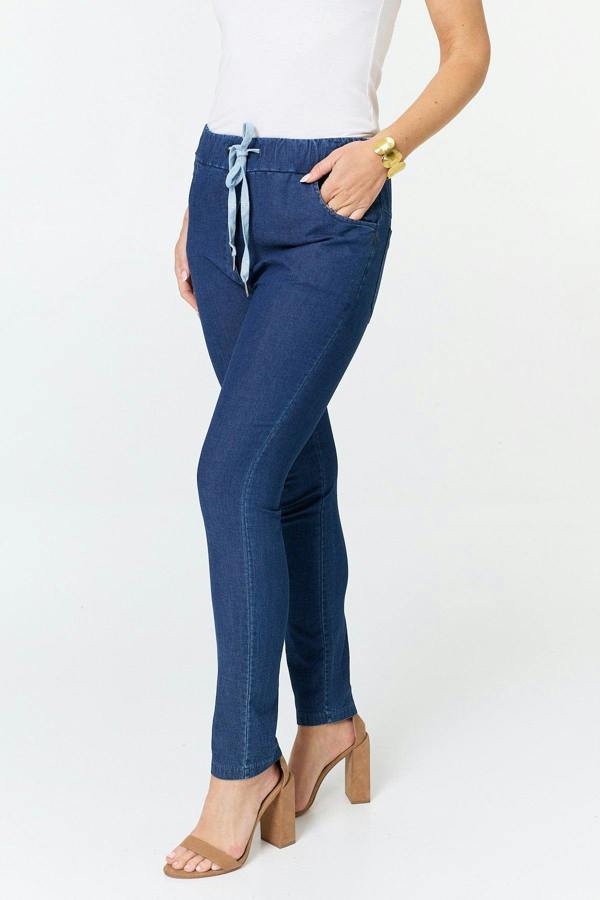 Blue | Tie Front High Waist Slim Fit Jeans