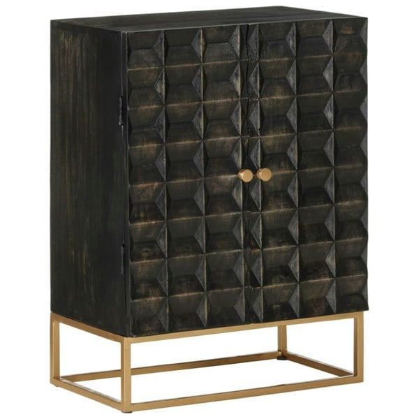 Berkfield Sideboard Black 55x34x75 cm Solid Wood Mango and Iron