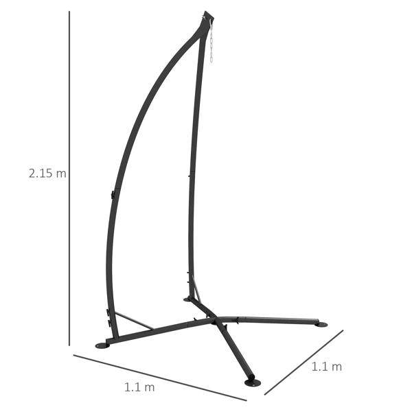 Black hammock chair stand frame with chain and side support legs