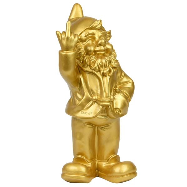 Stoobz 30cm F**k You Naughty Middle Finger Gold Gnome Ornament