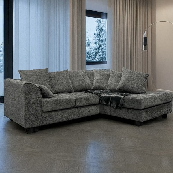Furnishings For Less Monaco Chenille Fabric 4 Seater L Shaped Corner Sofa