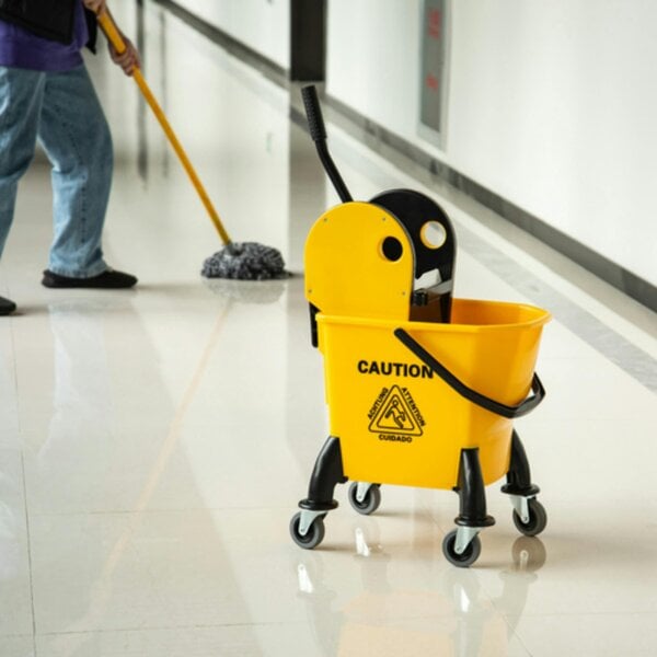 Dyzi 26L Mop Bucket with Wringer Handle and Castor Wheels Yellow