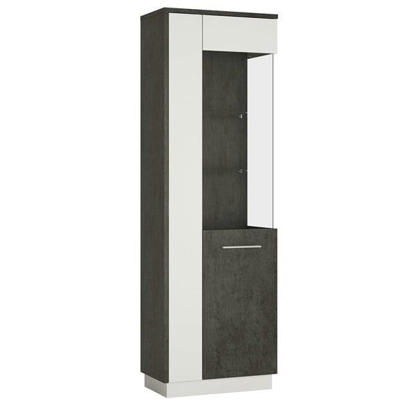 Furniture To Go Zingaro Tall Glazed display cabinet (RH) in Grey and White